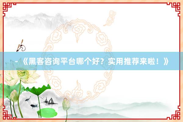 - 《黑客咨询平台哪个好？实用推荐来啦！》